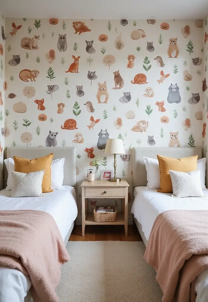 50 Shared Bedroom Ideas for Boys and Girls That Actually Work 47 50 Shared Bedroom Ideas for Boys and Girls That Actually Work - 43. Whimsical Pet Wallpaper