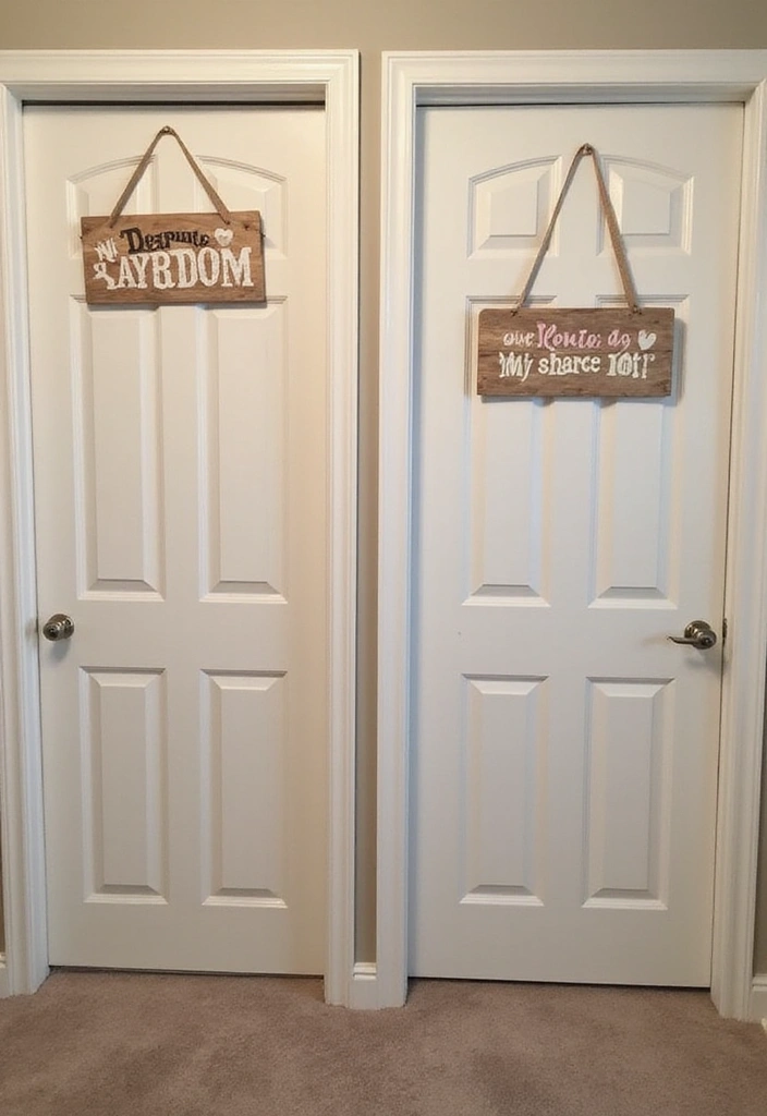 50 Shared Bedroom Ideas for Boys and Girls That Actually Work 50 50 Shared Bedroom Ideas for Boys and Girls That Actually Work - 46. Personalized Door Signs