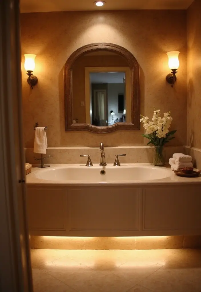 50 Small Bathroom with Tub Ideas That Save Space in Style 13 50 Small Bathroom with Tub Ideas That Save Space in Style - 13. Smart Lighting Solutions