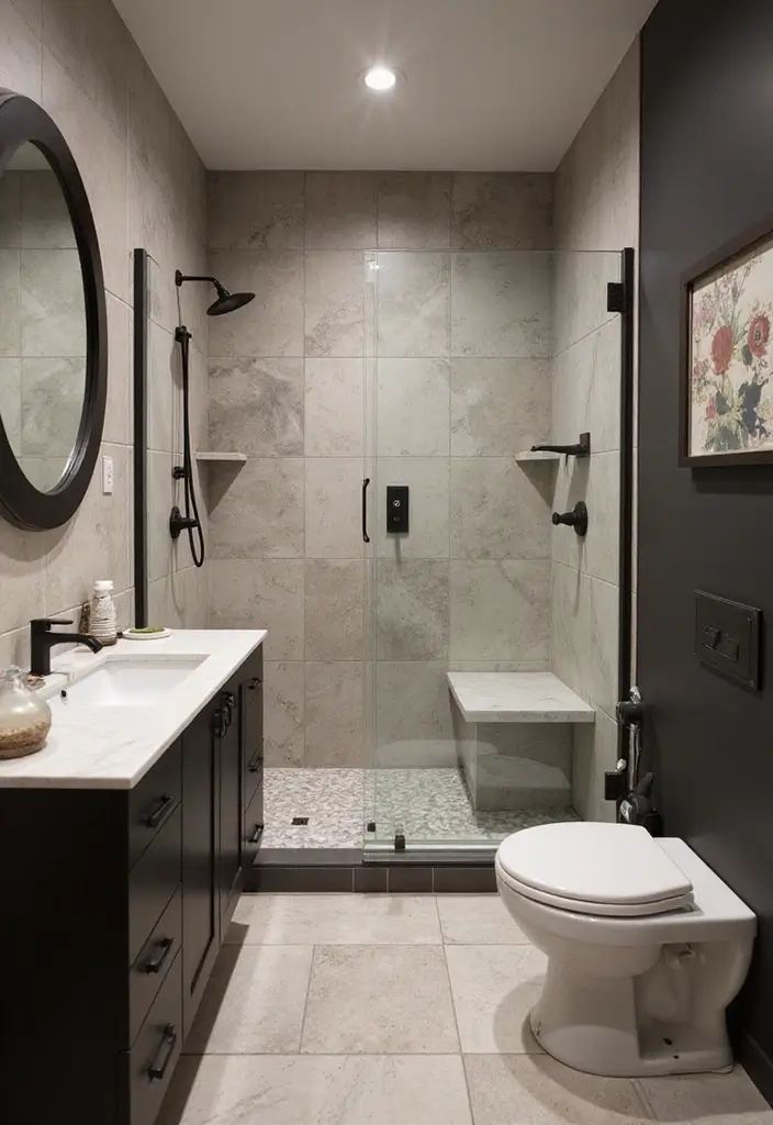 50 Small Bathroom with Tub Ideas That Save Space in Style 45 50 Small Bathroom with Tub Ideas That Save Space in Style - 41. Play with Contrast