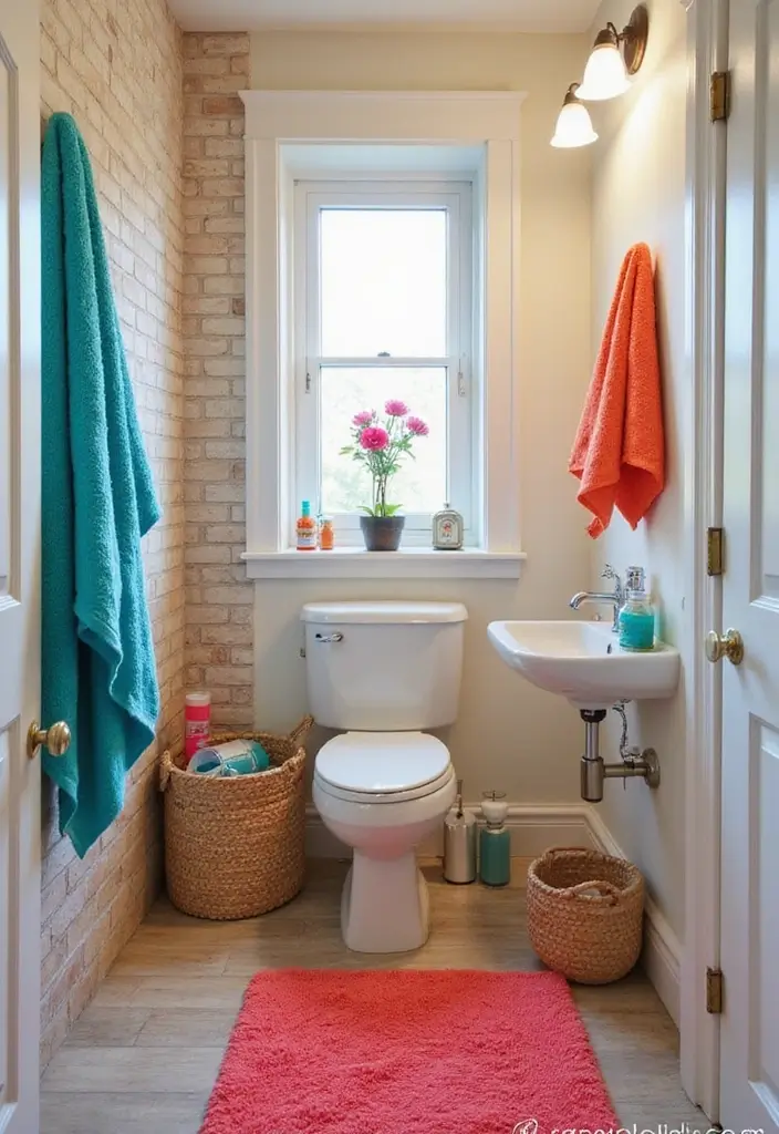 50 Small Bathroom with Tub Ideas That Save Space in Style 48 50 Small Bathroom with Tub Ideas That Save Space in Style - 44. Use Colorful Accessories