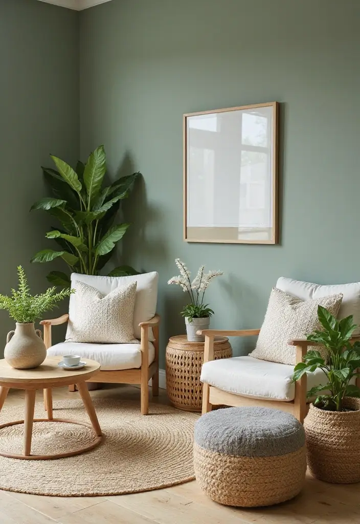 50 Stunning Paint Colors for Living Room Walls That Instantly Upgrade Your Space 1 50 Stunning Paint Colors for Living Room Walls That Instantly Upgrade Your Space - 1. Tranquil Sage Green