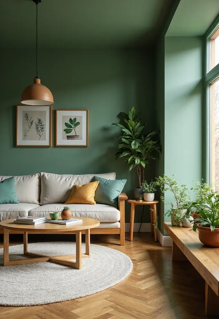 50 Stunning Paint Colors for Living Room Walls That Instantly Upgrade Your Space 32 50 Stunning Paint Colors for Living Room Walls That Instantly Upgrade Your Space - 32. Orchard Green