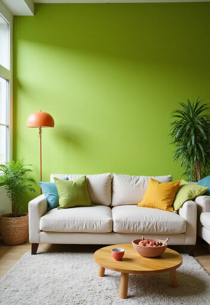 50 Stunning Paint Colors for Living Room Walls That Instantly Upgrade Your Space 35 50 Stunning Paint Colors for Living Room Walls That Instantly Upgrade Your Space - 35. Bright Kiwi Green