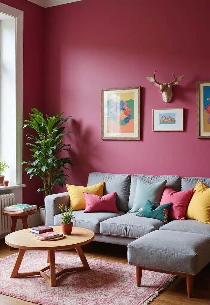 50 Stunning Paint Colors for Living Room Walls That Instantly Upgrade Your Space 37 50 Stunning Paint Colors for Living Room Walls That Instantly Upgrade Your Space - 37. Vibrant Raspberry