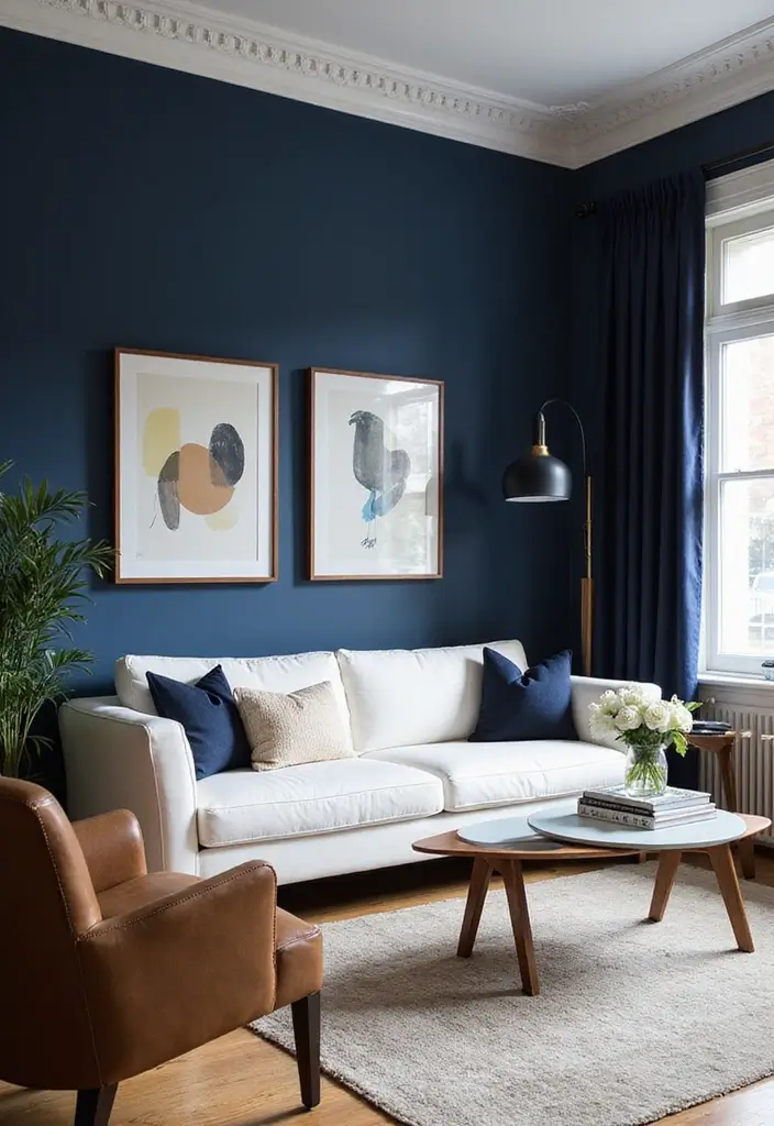 50 Stunning Paint Colors for Living Room Walls That Instantly Upgrade Your Space 5 50 Stunning Paint Colors for Living Room Walls That Instantly Upgrade Your Space - 5. Bold Navy Blue