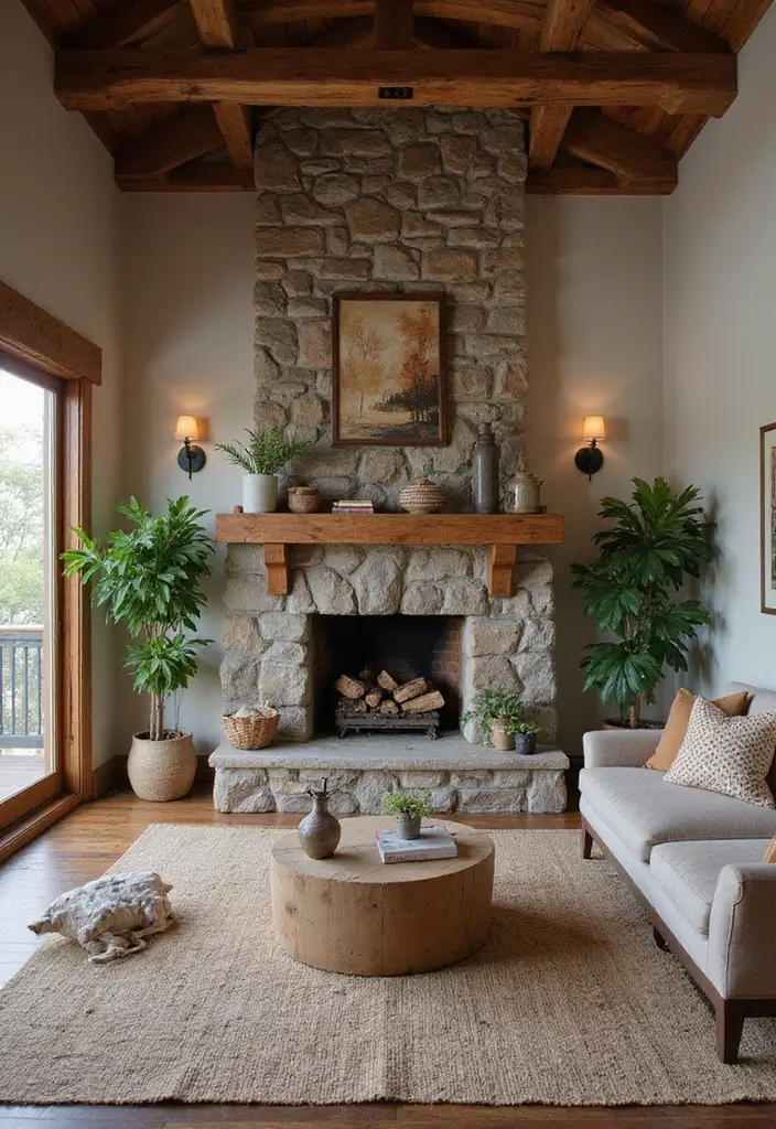 50 Western Living Room Decor Ideas with Rustic Charm - 12. Natural Elements for a Rugged Touch
