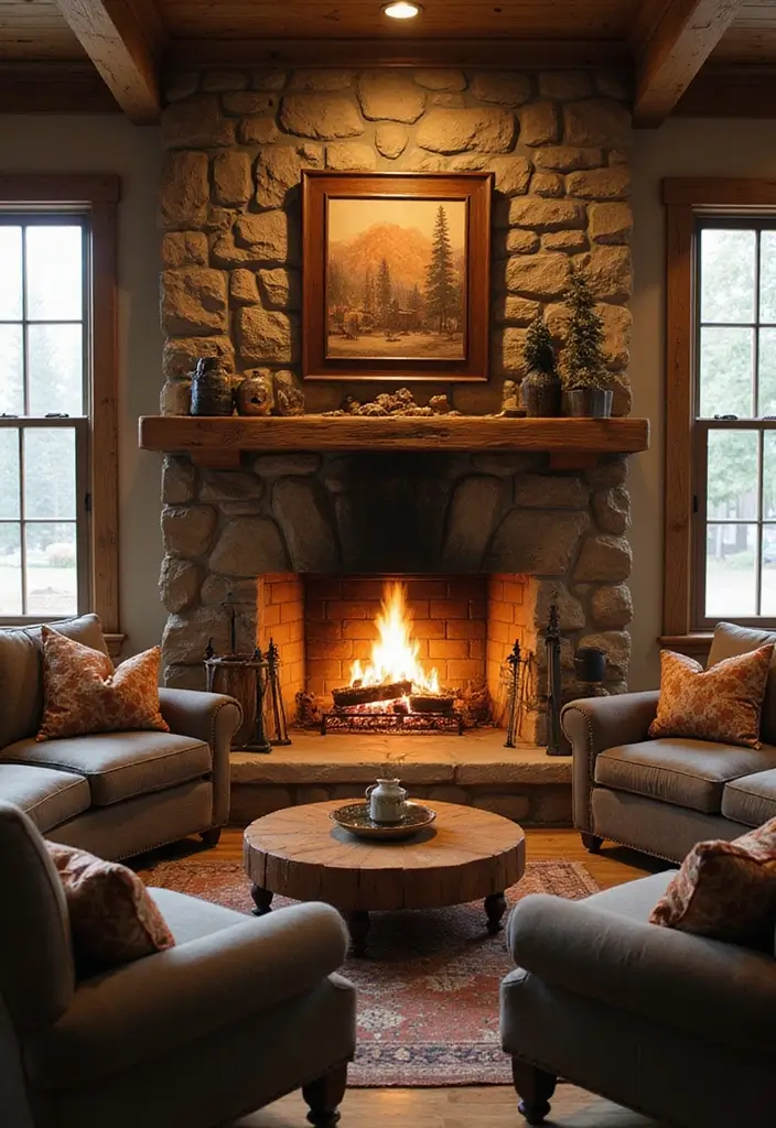 50 Western Living Room Decor Ideas with Rustic Charm - 17. Cozy Fireplaces for Warm Gatherings