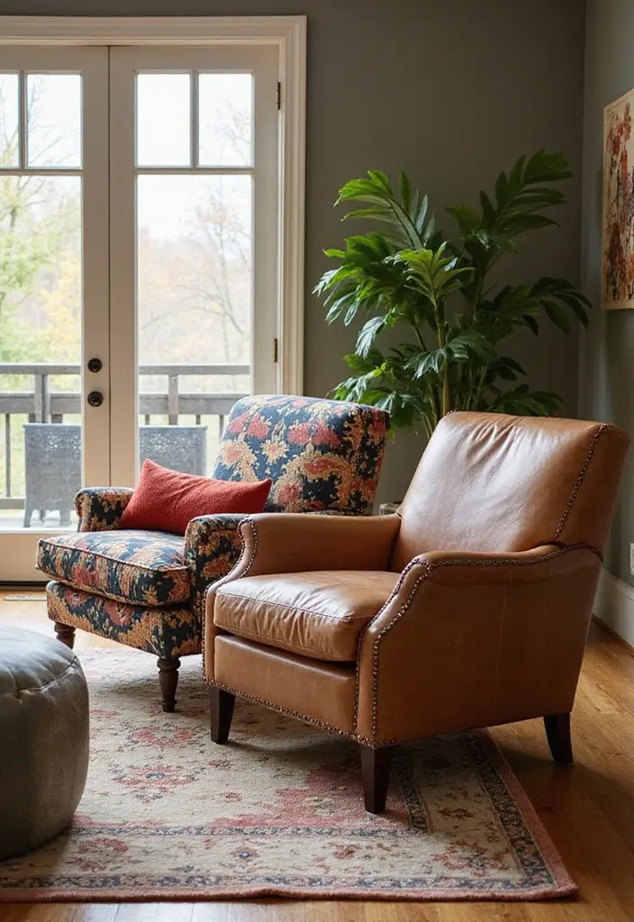 50 Western Living Room Decor Ideas with Rustic Charm - 21. Unique Accent Chairs for Personality