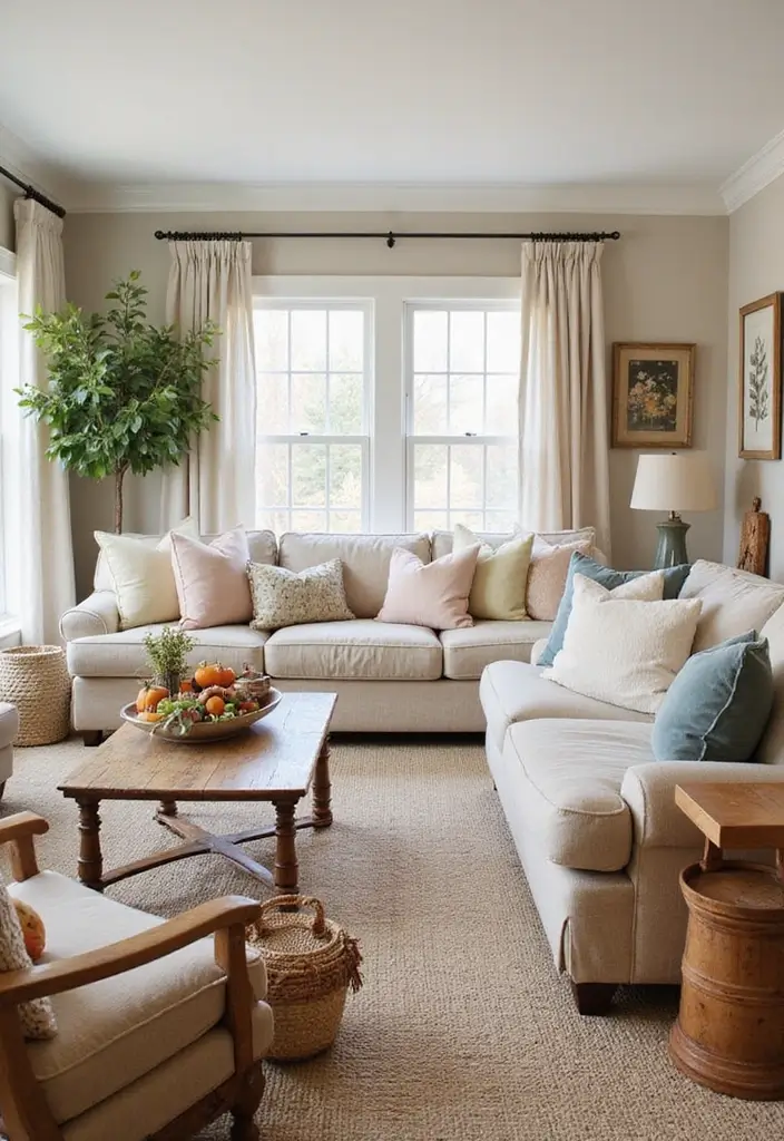 50 Western Living Room Decor Ideas with Rustic Charm - 27. Seasonal Decor for Year-Round Charm