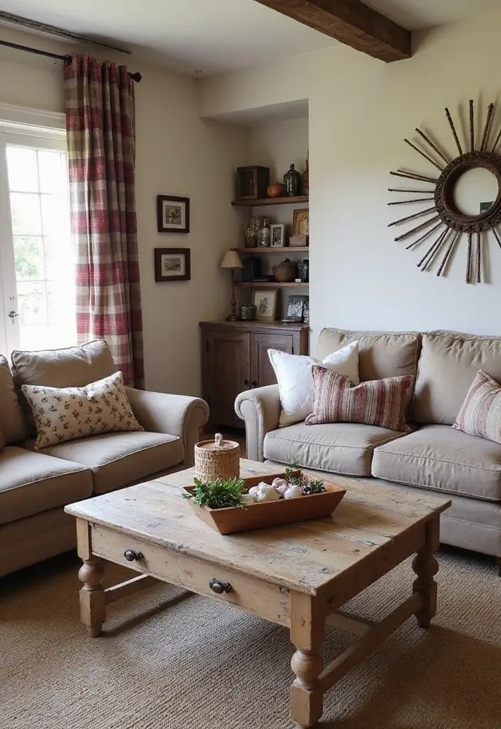 50 Western Living Room Decor Ideas with Rustic Charm - 8. Vintage Farmhouse Style for a Cozy Touch