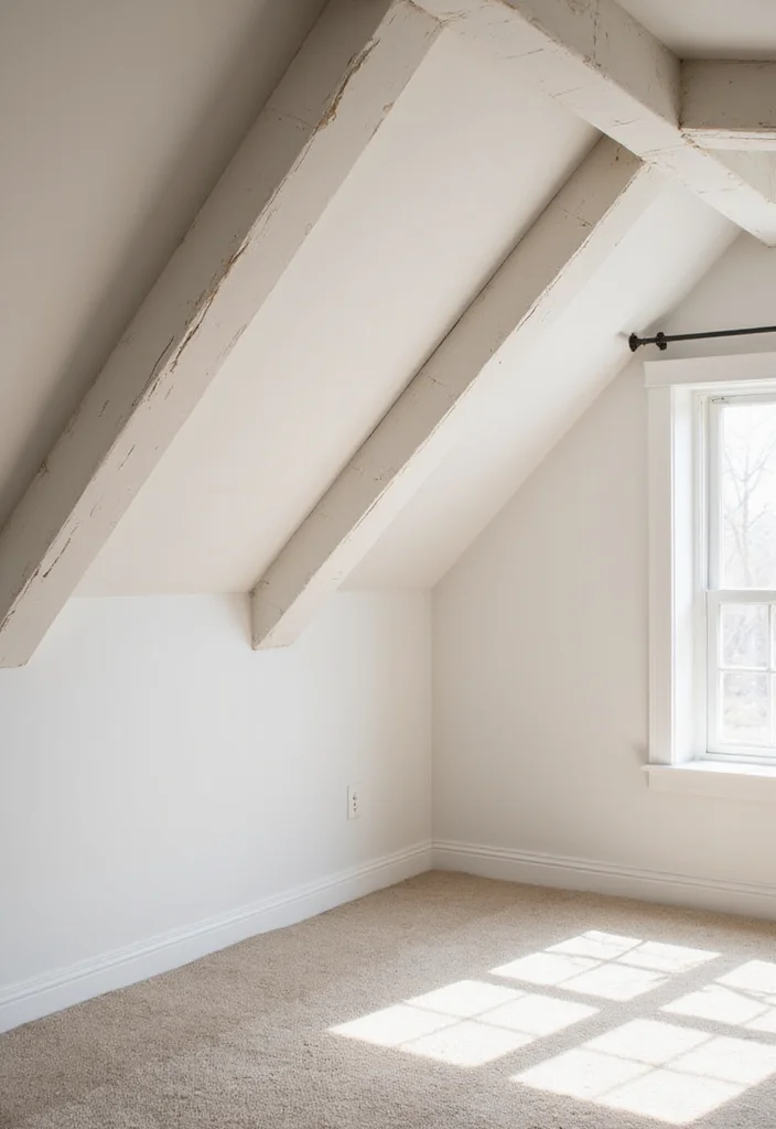 10 Basement Bedroom Ceiling Ideas for Bright Spacious Feel - 1. Bright White Beams for Airy Vibes