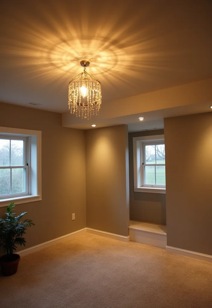 10 Basement Bedroom Ceiling Ideas for Bright Spacious Feel - 5. Creative Ceiling Lighting Solutions