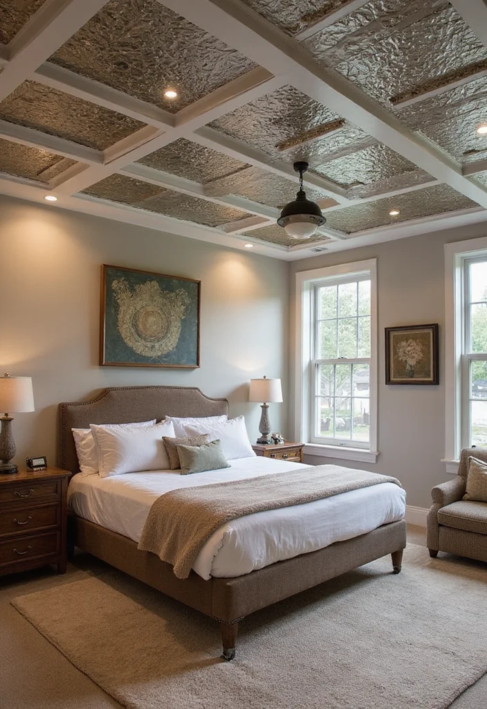 10 Basement Bedroom Ceiling Ideas for Bright Spacious Feel - 6. Textured Ceilings for Depth