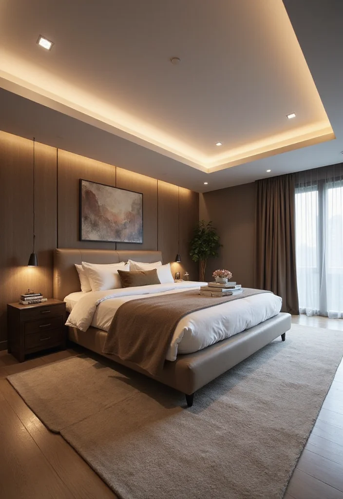 10 Basement Bedroom Ceiling Ideas for Bright Spacious Feel - 8. Floating Ceilings for a Modern Look