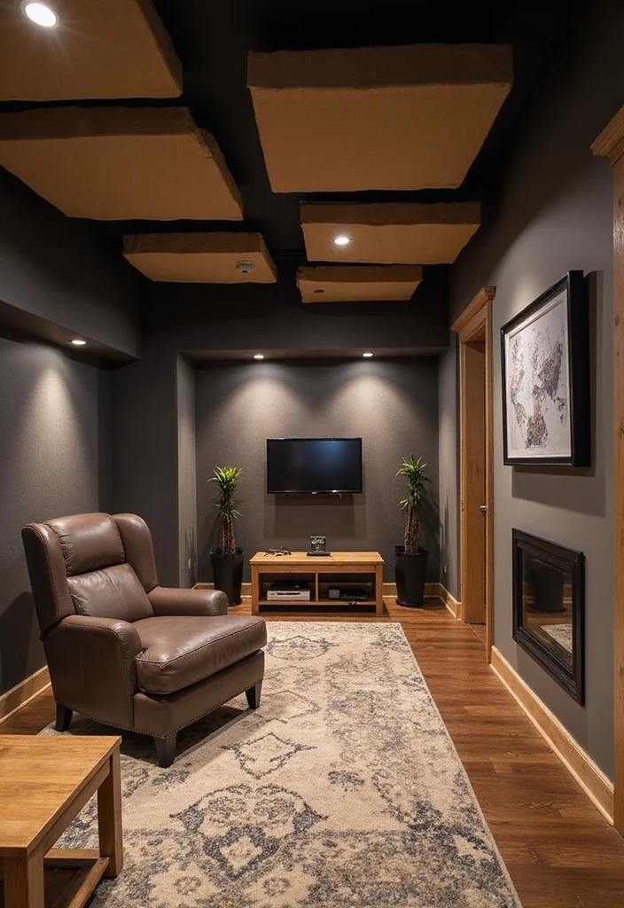 10 Basement Drop Ceiling Ideas for Clean Functional Coverage 6. Acoustic Panels for Soundproofing