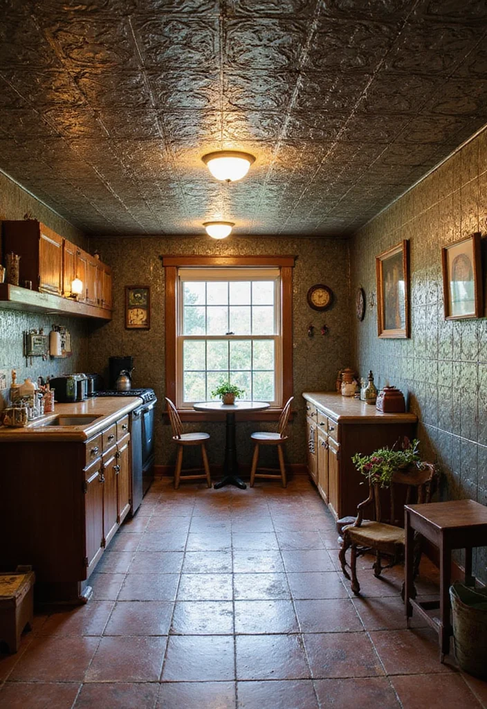 10 Basement Drop Ceiling Ideas for Clean Functional Coverage 7. Vintage Tin Tiles