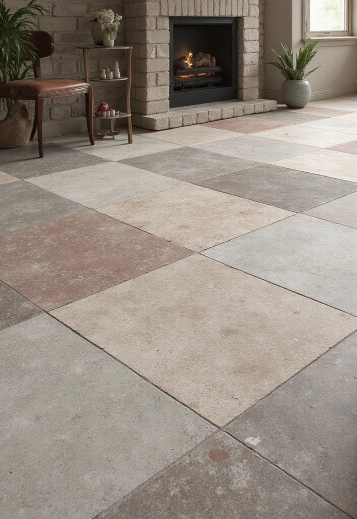 10 Basement Tile Floor Ideas for Durable Clean Surfaces - 3. Natural Stone Tiles