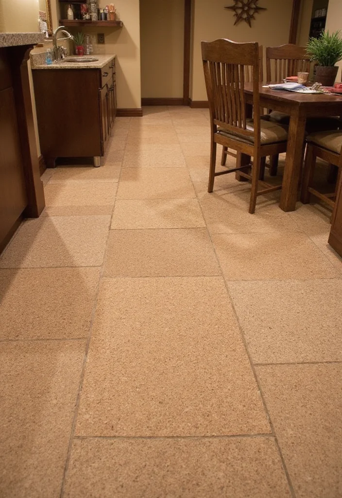 10 Basement Tile Floor Ideas for Durable Clean Surfaces - 5. Cork Tiles for Comfort