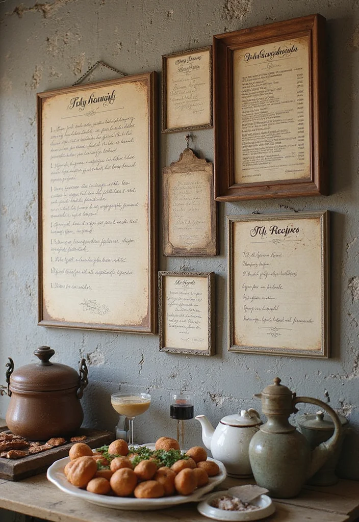 10 Cafe Wall Decor Ideas for Warm Inviting Ambience - 5. Handwritten Recipe Wall Art