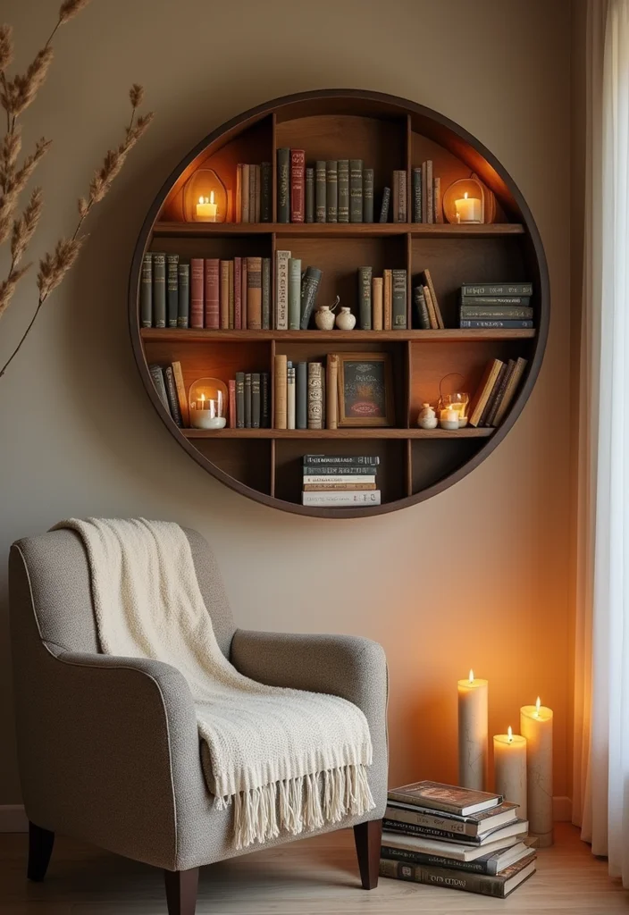 10 Circle Wall Shelf Decor Ideas for Simple Decorative Function - 5. Cozy Corner