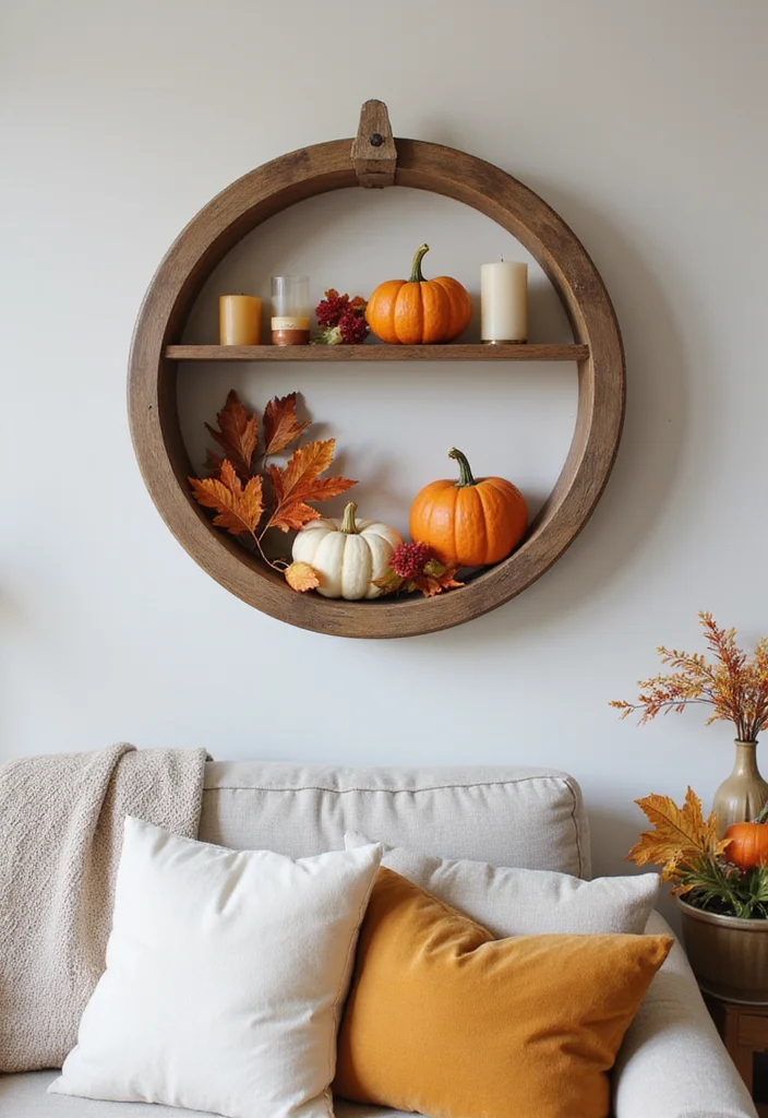 10 Circle Wall Shelf Decor Ideas for Simple Decorative Function - 6. Seasonal Styles