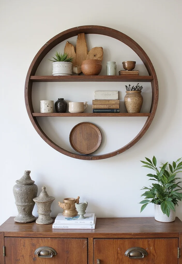 10 Circle Wall Shelf Decor Ideas for Simple Decorative Function - 7. Traditional Meets Modern