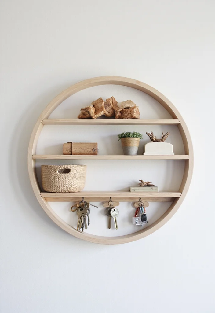 10 Circle Wall Shelf Decor Ideas for Simple Decorative Function - 8. Functional Fusion