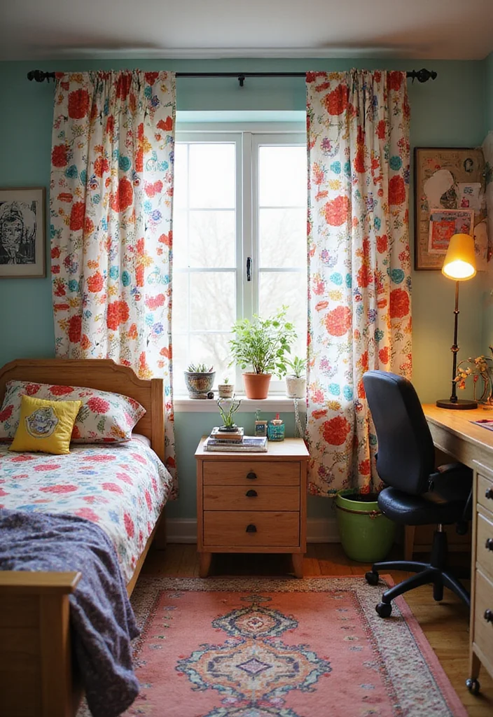 10 Dorm Curtain Ideas for Cozy Budget Friendly Rooms 100 10 Dorm Curtain Ideas for Cozy Budget Friendly Rooms - 10. Fun Prints for a Pop of Personality