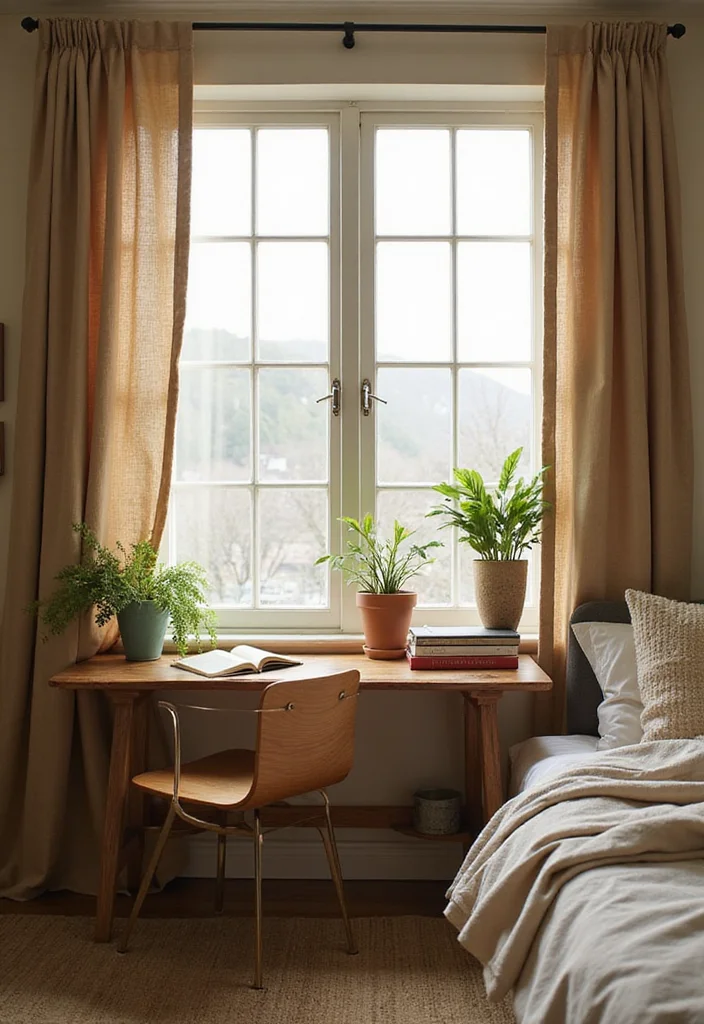 10 Dorm Curtain Ideas for Cozy Budget Friendly Rooms 45 10 Dorm Curtain Ideas for Cozy Budget Friendly Rooms - 5. Earthy Tones with Linen