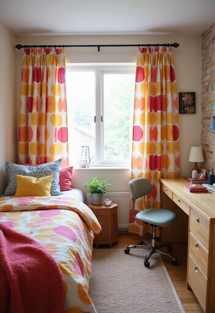 10 Dorm Curtain Ideas for Cozy Budget Friendly Rooms 56 10 Dorm Curtain Ideas for Cozy Budget Friendly Rooms - 6. Colorful Block Prints