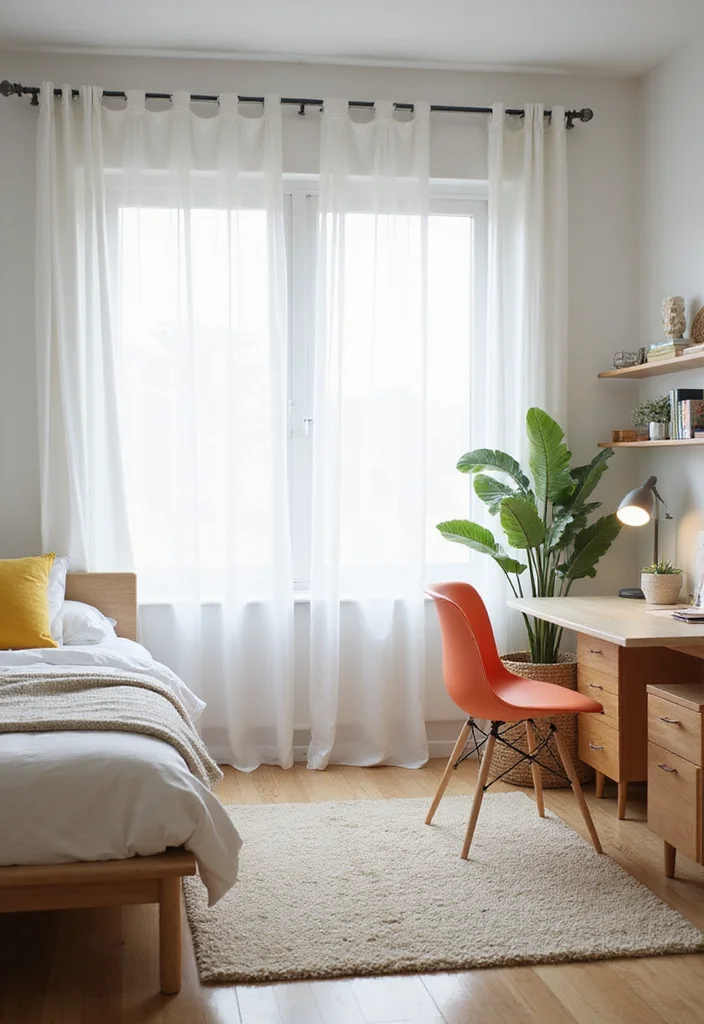 10 Dorm Curtain Ideas for Cozy Budget Friendly Rooms 67 10 Dorm Curtain Ideas for Cozy Budget Friendly Rooms - 7. Minimalist White Cotton