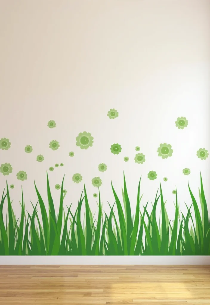 10 Green Grass Wall Decor Ideas for Fresh Textured Accent - 7. Grass-Inspired Wall Stickers