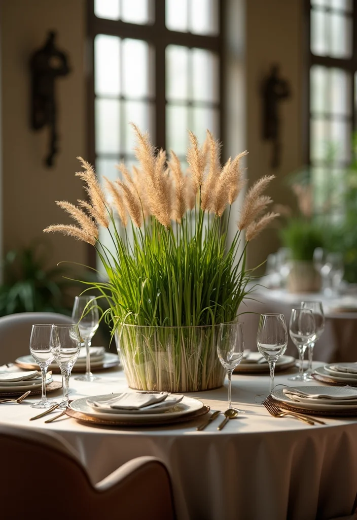 10 Green Grass Wall Decor Ideas for Fresh Textured Accent - 8. Grass Tabletop Features
