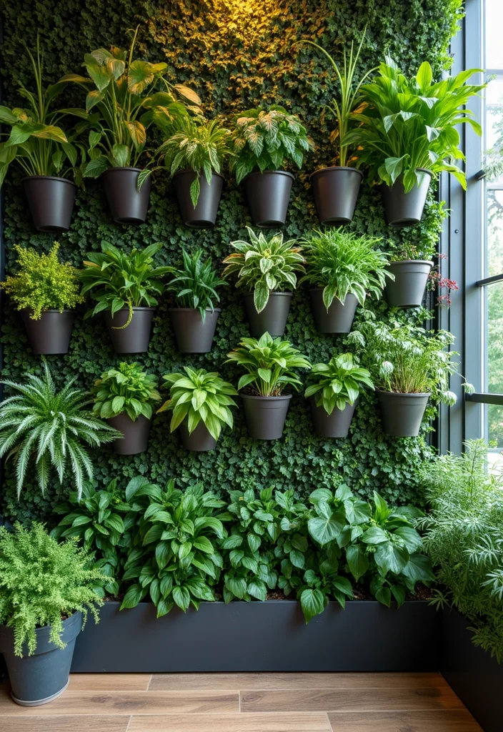 10 Green Wall Curtain Ideas for Natural Calm Interiors - 1. Lush Vertical Garden Curtain