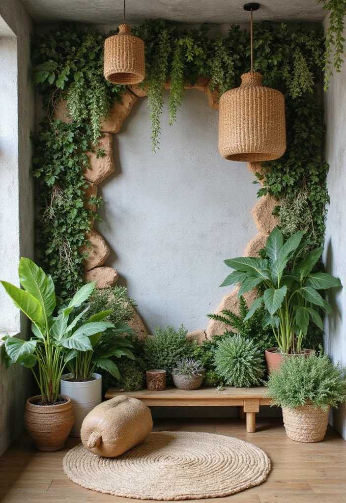 10 Green Wall Curtain Ideas for Natural Calm Interiors - 10. Biophilic Design Wall Curtain