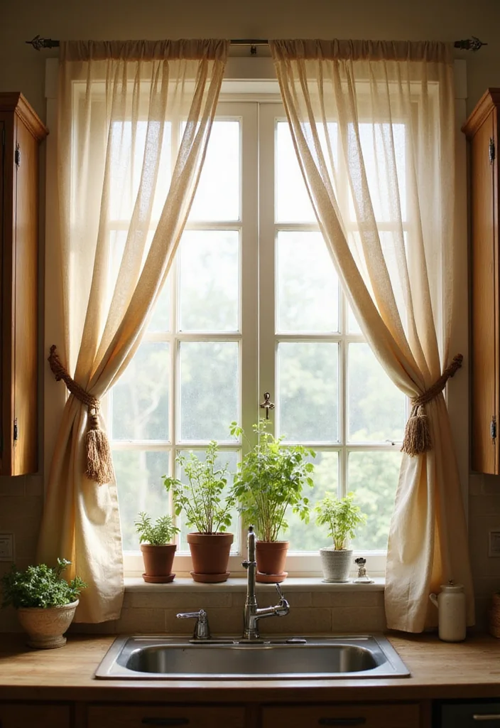 10 Half Window Curtain Ideas for Light Balanced Coverage - 4. Sheer Fabric Half Curtains