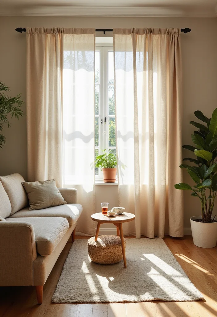 10 Half Window Curtain Ideas for Light Balanced Coverage - 8. Eco-Friendly Fabric Blends