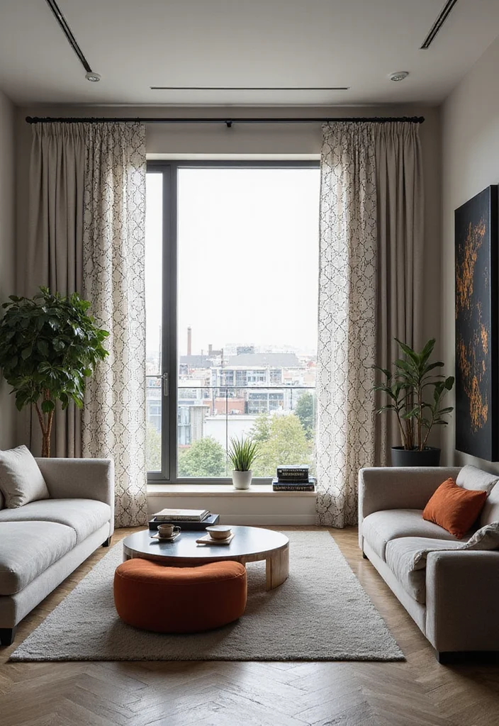 10 Half Window Curtain Ideas for Light Balanced Coverage - 9. Geometric Patterns for a Modern Touch