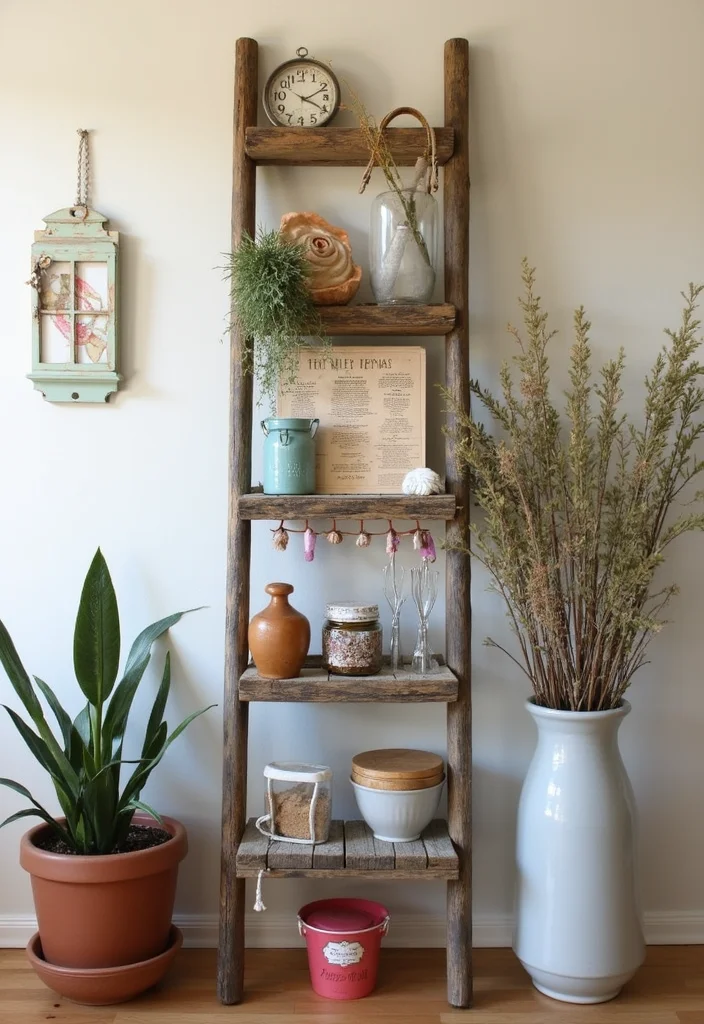 10 Ladder Wall Decor Ideas for Rustic Vertical Interest 89 10 Ladder Wall Decor Ideas for Rustic Vertical Interest - 9. DIY Ladder Decor Projects