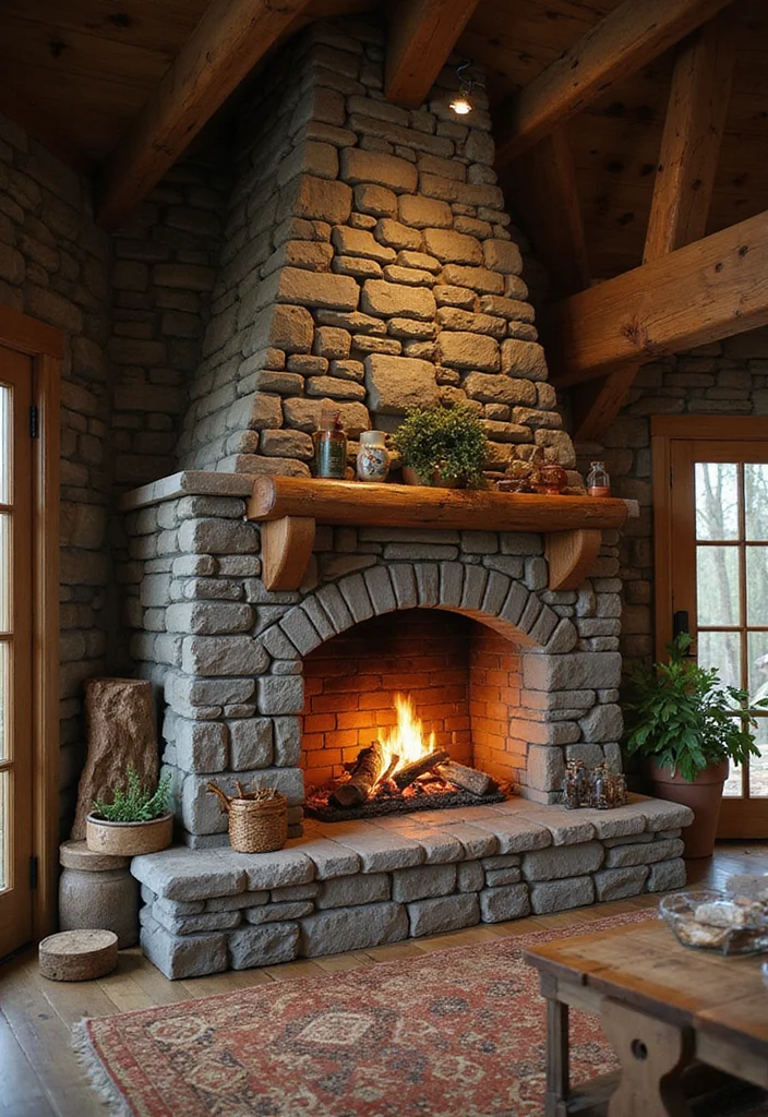 10 Minecraft Fireplace Ideas for Fun Creative Builds - 1. Rustic Stone Fireplace