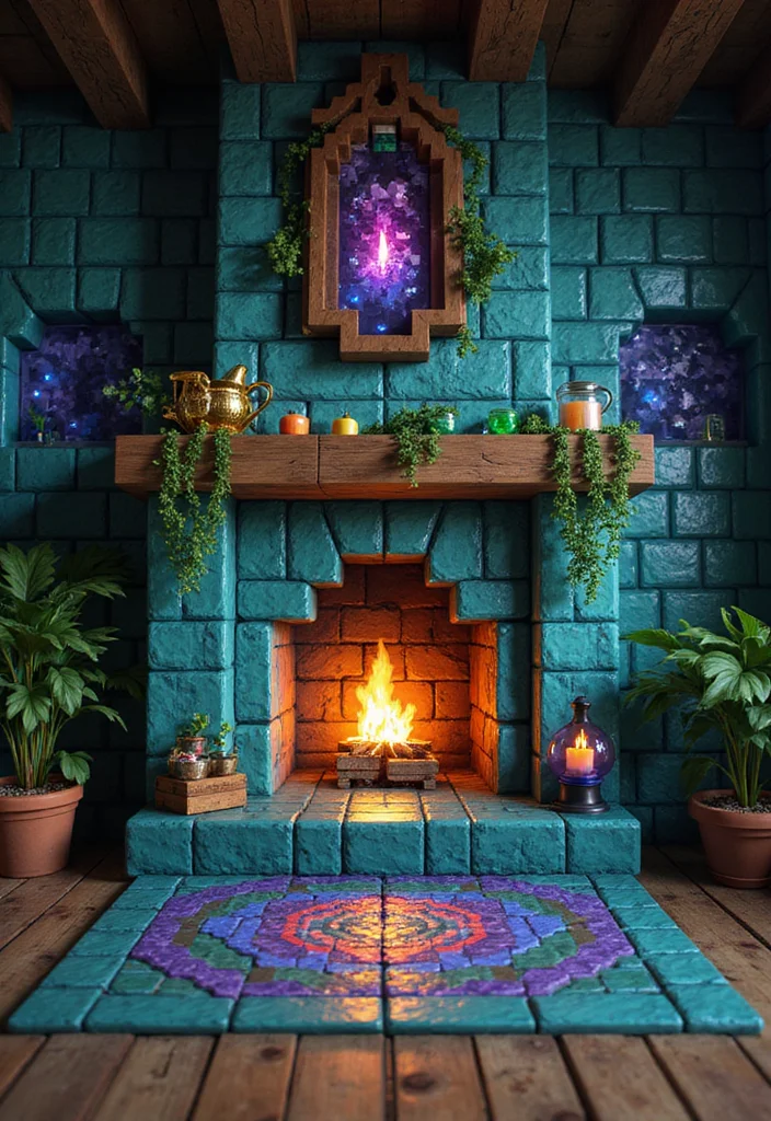 10 Minecraft Fireplace Ideas for Fun Creative Builds - 3. Fantasy Themed Fireplace