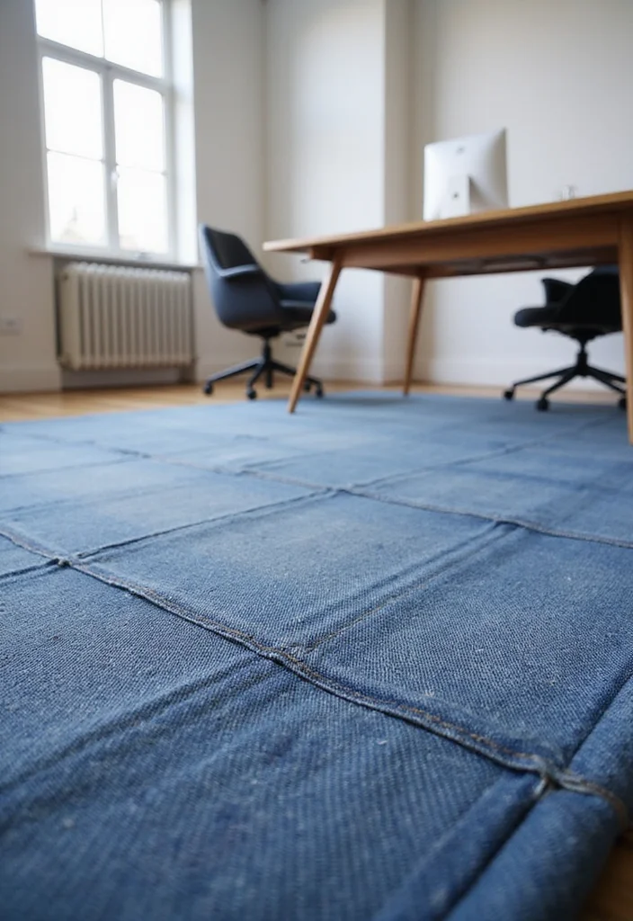 10 Office Rugs Ideas for Warm Comfortable Flooring - 1. Recycled Denim Area Rug