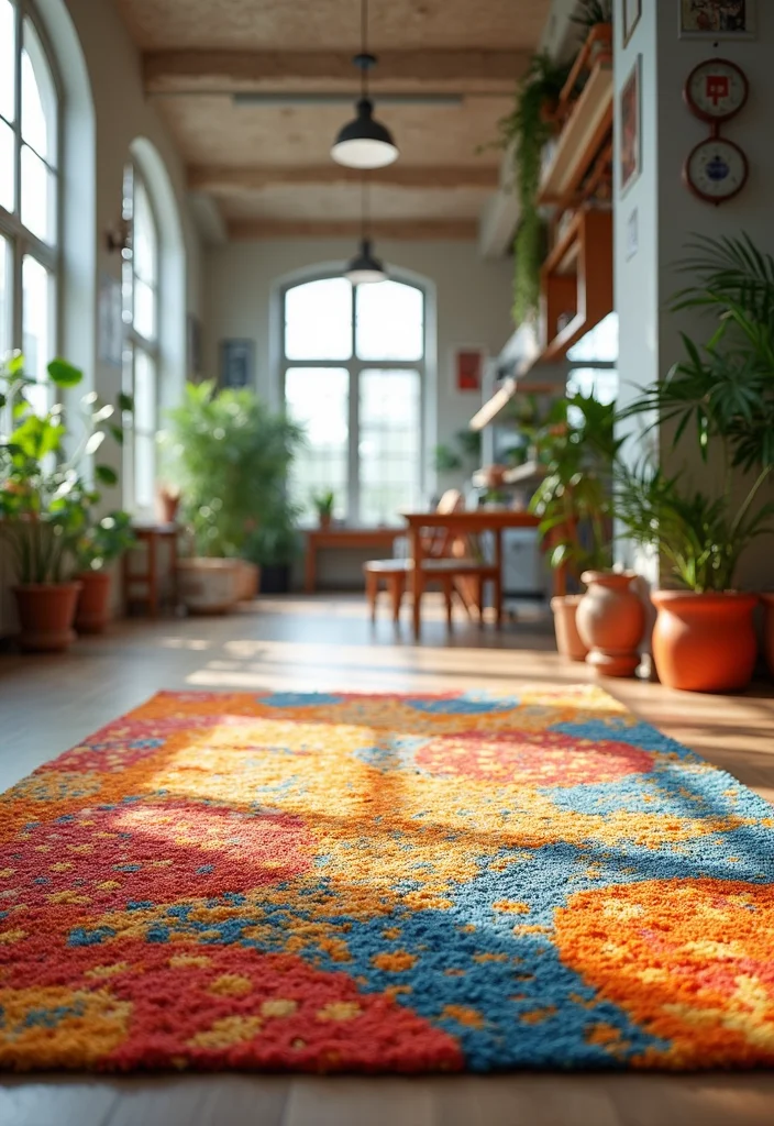10 Office Rugs Ideas for Warm Comfortable Flooring - 8. Natural Fiber Rugs with Bold Patterns