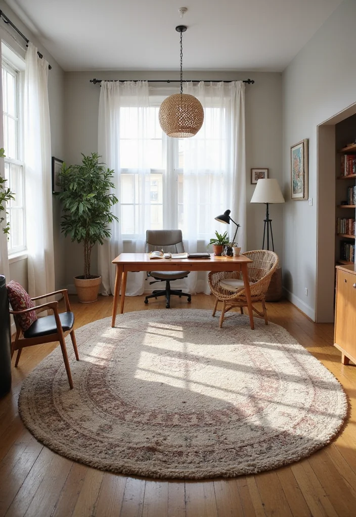 10 Office Rugs Ideas for Warm Comfortable Flooring - 9. Large Area Rugs to Define Spaces