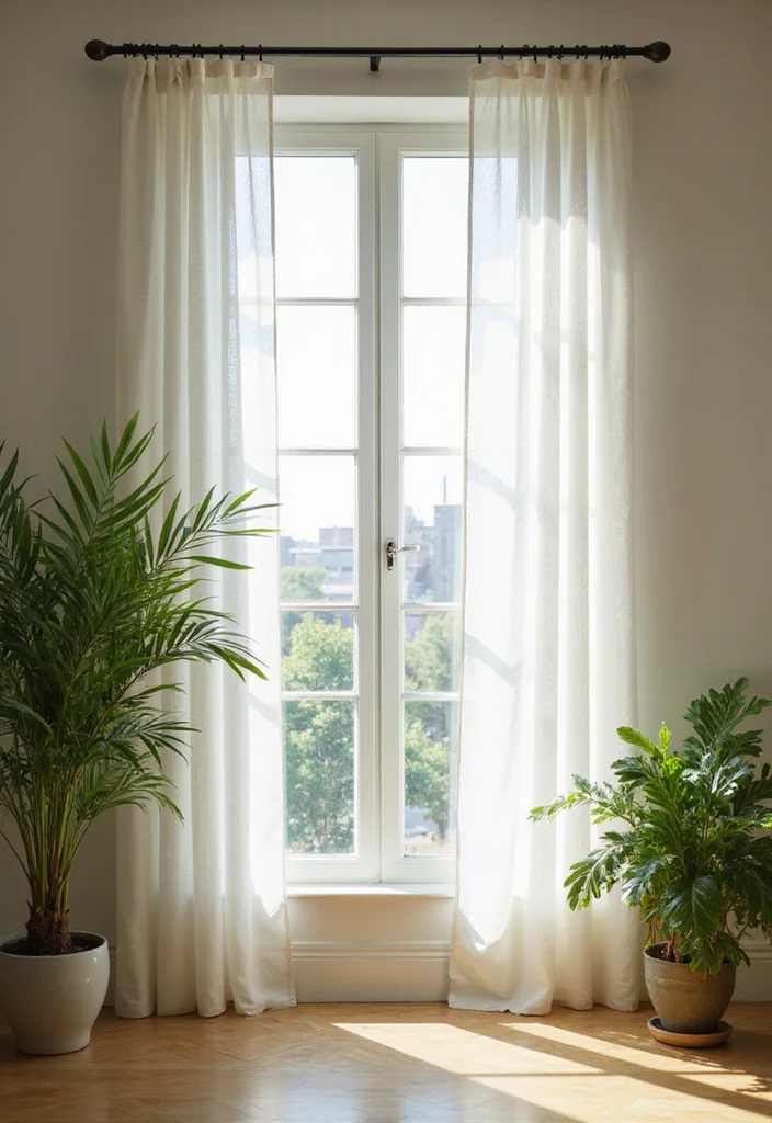 10 One Side Curtain Ideas for Asymmetrical Modern Style - 10. Indoor Plants as Accents