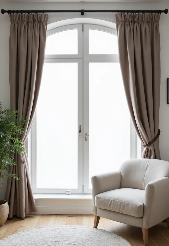 10 One Side Curtain Ideas for Asymmetrical Modern Style - 3. Minimalist Monochrome