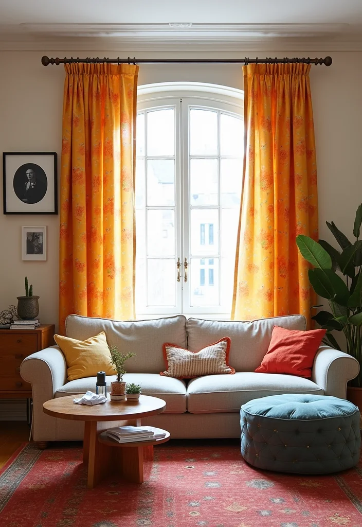 12 Apartment Curtain Ideas for Privacy and Space Efficiency 78 12 Apartment Curtain Ideas for Privacy and Space Efficiency - 8. Printed Curtains for a Splash of Fun