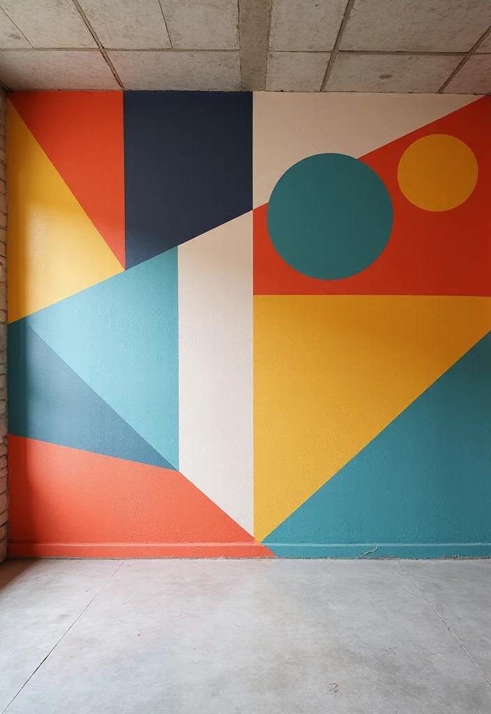 12 Basement Wall Ideas for Updated Stylish Finishes - 10. Playful Geometric Patterns