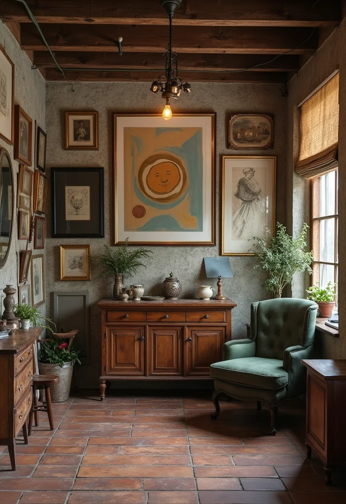 12 Basement Wall Ideas for Updated Stylish Finishes - 11. Vintage Decor for a Timeless Appeal